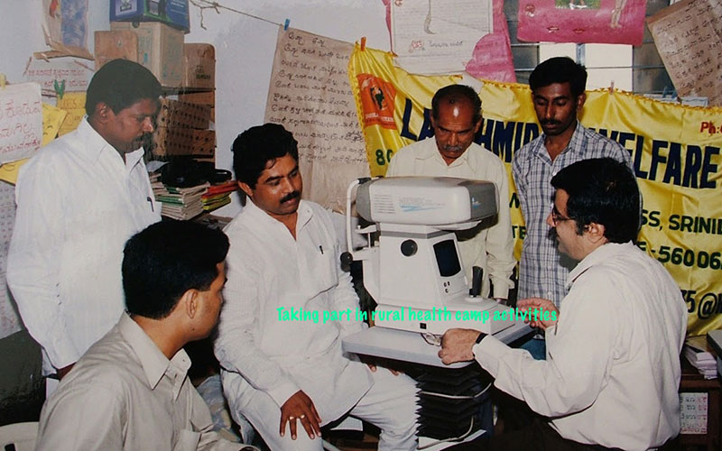 Dr. YL Rajashekar at rural health camp activities